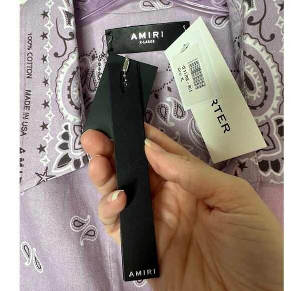 NWT Amiri Lavender Bandana Reconstructed Flannel Button Shirt XL - Picture 9 of 16